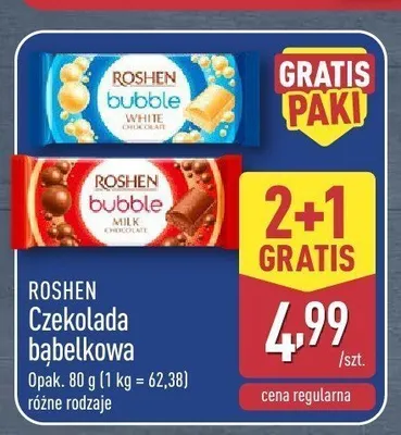 Czekolada bąbelkowa mleczna Roshen promocja w Aldi