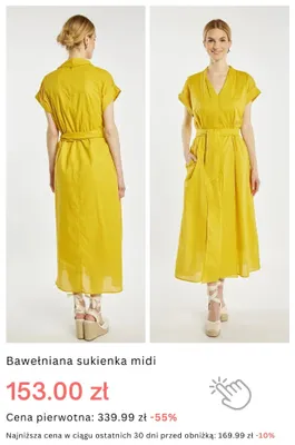 Sukienka bawełniana midi promocja w Monnari