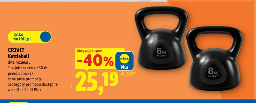 Kettlebell 6 kg Crivit promocja w Lidl
