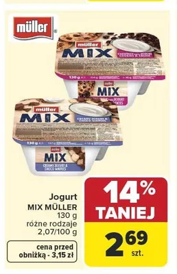 Jogurt Mix Müller 130g promocja w Carrefour