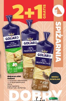 Makaron nitki z 4 jaj kury zielononóżki Goliard promocja w Netto