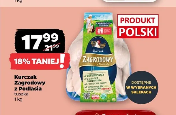 Kurczak Zagrodowy z Podlasia tuszka promocja w Netto