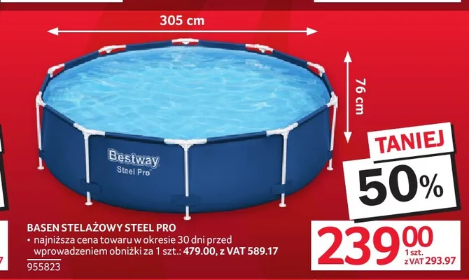 Basen stelażowy Steel Pro Bestway 305 cm promocja w Selgros