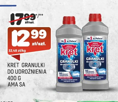 Granulki do udrożnienia Kret AMA SA promocja w Społem Praga