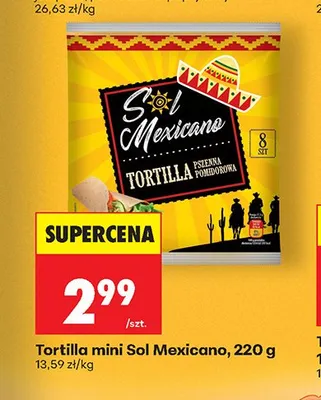 Tortilla mini pszenna pomidorowa Sol Mexicano promocja w Biedronka