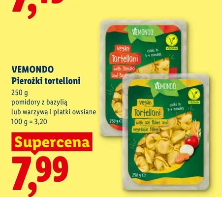 Pierożki tortelloni z warzywami i płatkami owsianymi VEMONDO promocja w Lidl
