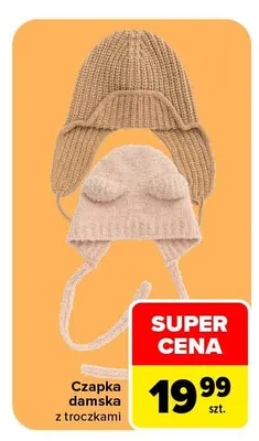 Czapka damska z troczkami promocja w Carrefour