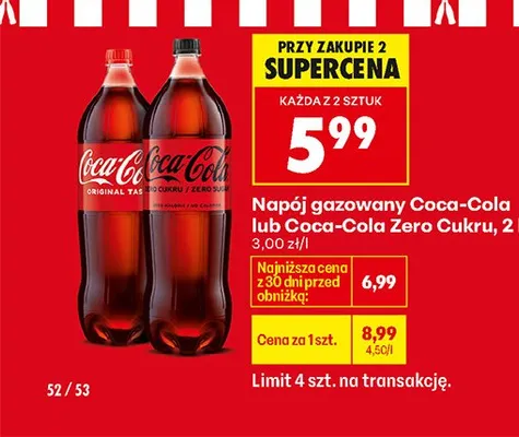 Napój gazowany Coca-Cola Zero 2 l promocja w Biedronka