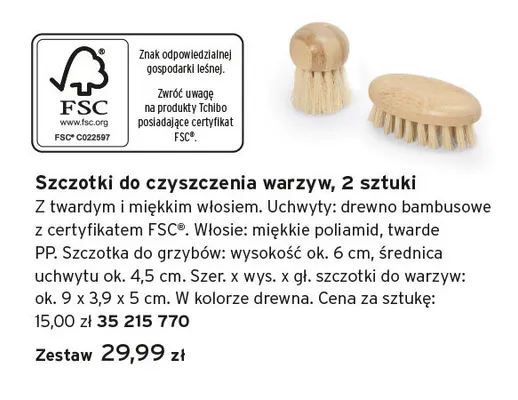 Szczotki do czyszczenia warzyw 2 sztuki promocja w Tchibo