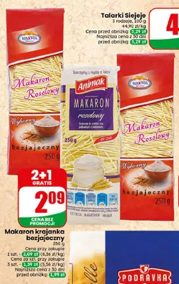 Makaron krajanka bezjajeczny Animak promocja w Dino