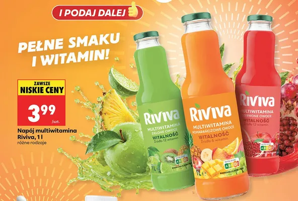 Napój multiwitamina pomarańczowe owoce witalność Riviva promocja w Biedronka