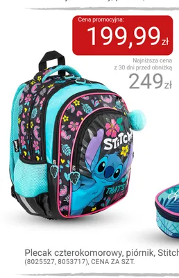 Plecak czterokomorowy Stitch promocja w Smyk