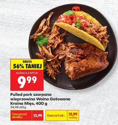 Pulled pork szarpana wieprzowina Wolno Gotowane Kraina Mięs promocja w Biedronka