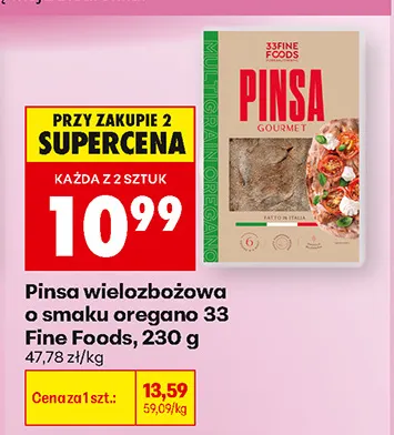 Pinsa wielozbożowa o smaku oregano 33 Fine Foods promocja w Biedronka
