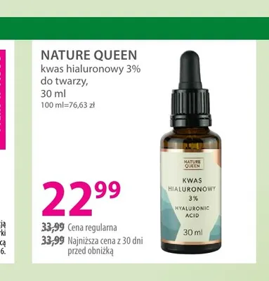 Kwas hialuronowy 3% do twarzy Nature Queen promocja w Hebe
