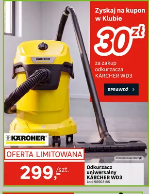 Odkurzacz uniwersalny Kärcher WD3 promocja w Leroy Merlin