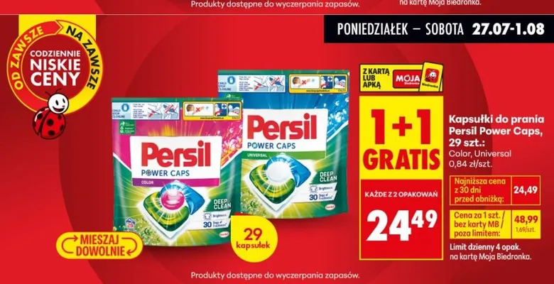 Kapsułki do prania Persil Power Caps Color promocja w Biedronka