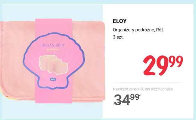 Organizery podróżne ELOY Róż promocja w Rossmann