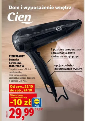 Suszarka do włosów Cien Beauty promocja w Lidl