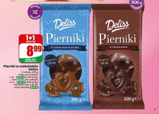 Pierniki w czekoladzie mlecznej Deliss promocja w Dino