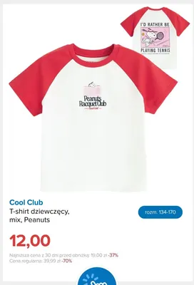 T-shirt dziewczęcy Peanuts Cool Club promocja w Smyk