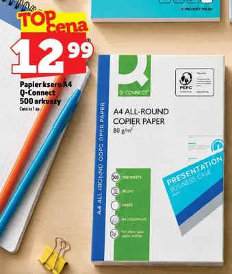 Papier ksero A4 Q-Connect 500 arkuszy promocja w TOPAZ