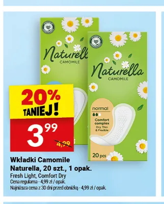 Wkładki Camomile Fresh Light Naturella promocja w Twój Market