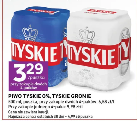 Piwo 0%, gronie puszka promocja w Stokrotka