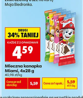 Mleczna kanapka Miami 4-pak promocja w Biedronka