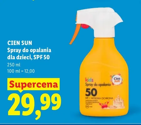 Spray do opalania dla dzieci, SPF 50 promocja w Lidl