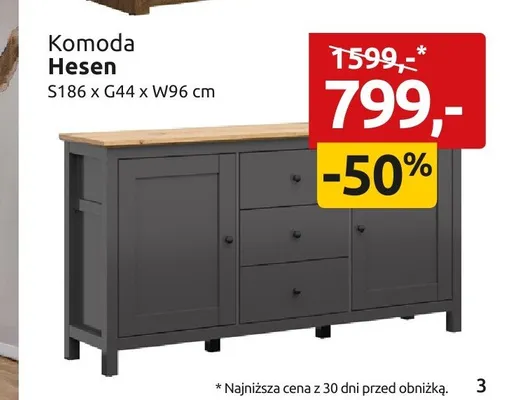 Komoda Hesen S186xG44xW96cm promocja w Black Red White