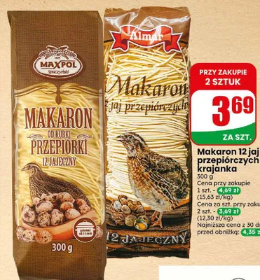 Makaron 12 jaj przepiórczych krajanka Maxpol promocja w Dino
