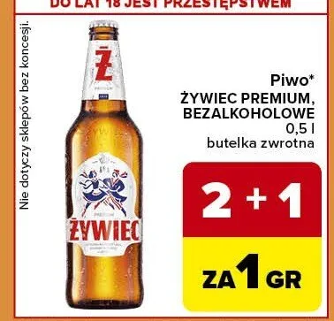 Piwo premium. bezalkoholowe butelka zwrotna promocja w Carrefour Express