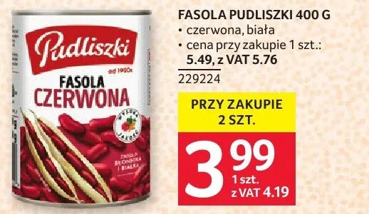 Fasola Pudliszki 400 g promocja w Selgros