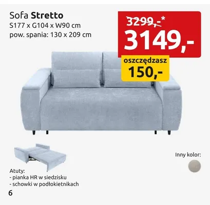 Sofa Stretto promocja w Black Red White