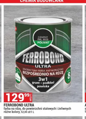 Farba na rdzę do powierzchni stalowych i żeliwnych Ferrobond Ultra promocja w Merkury Market