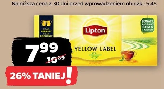 Herbata czarna ekspresowa Lipton Yellow Label promocja w Netto