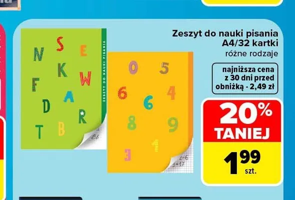 Zeszyt do nauki pisania A4 32 kartki promocja w Carrefour Market