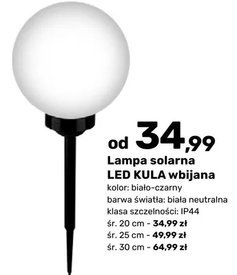 Lampa solarna LED KULA wbijana promocja w Bricomarche