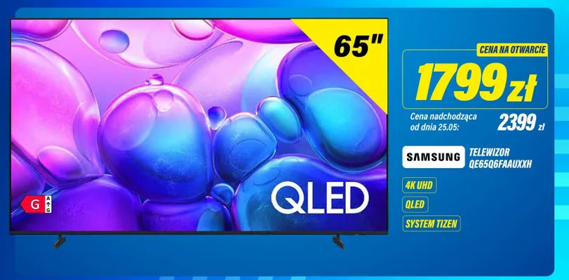 Telewizor SAMSUNG QE65Q6FAAUXXH 65" 4K UHD QLED promocja w RTV EURO AGD