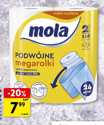 Ręcznik papierowy Mola Podwójne megarolki 2-pak promocja w Intermarche