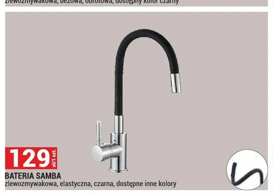 Bateria zlewozmywakowa Samba elastyczna czarna promocja w Merkury Market