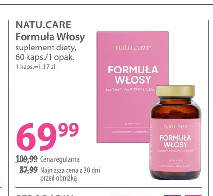 Formuła Włosy suplement diety Natu.Care promocja w Hebe
