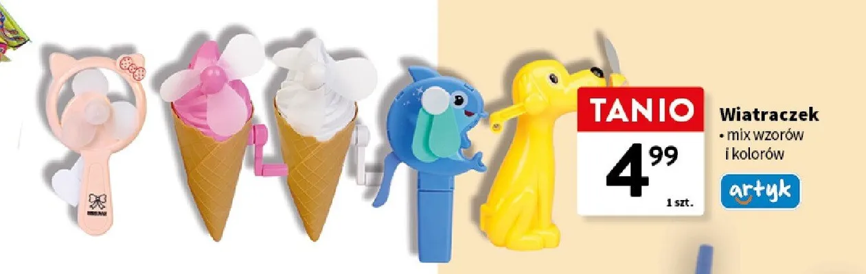 Wiatraczek mix wzorów i kolorów promocja w Intermarche