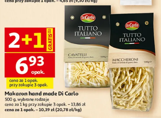 Makaron hand made Di Carlo maccheroni promocja w Auchan