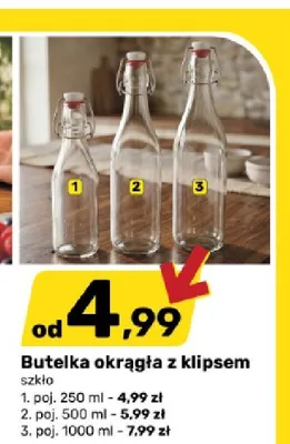 Butelka okrągła z klipsem 1000 ml promocja w Bricomarche