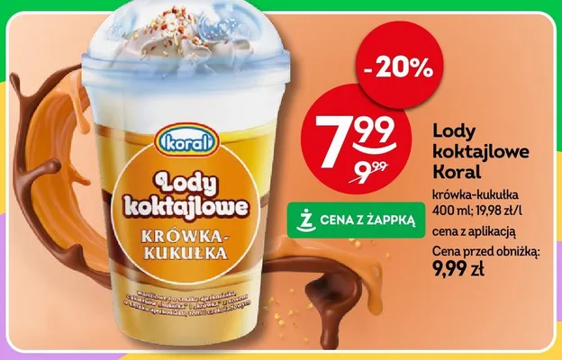 Lody koktajlowe Koral krówka-kukułka promocja w Żabka