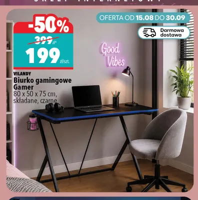 Biurko gamingowe Vilandy Gamer promocja w Biedronka Home