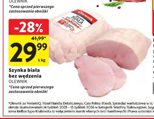 Szynka biała bez wędzenia Olewnik promocja w Intermarche