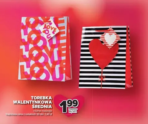 Torebka walentynkowa średnia promocja w Stokrotka